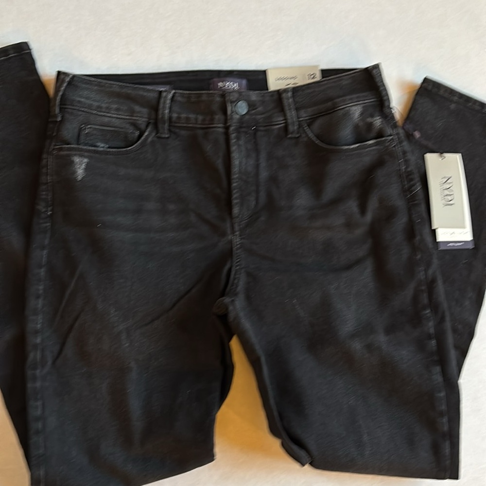 Not your daughters jeans NYDJ Uplift Alina Jean Legging denim black sz 12 NEW
